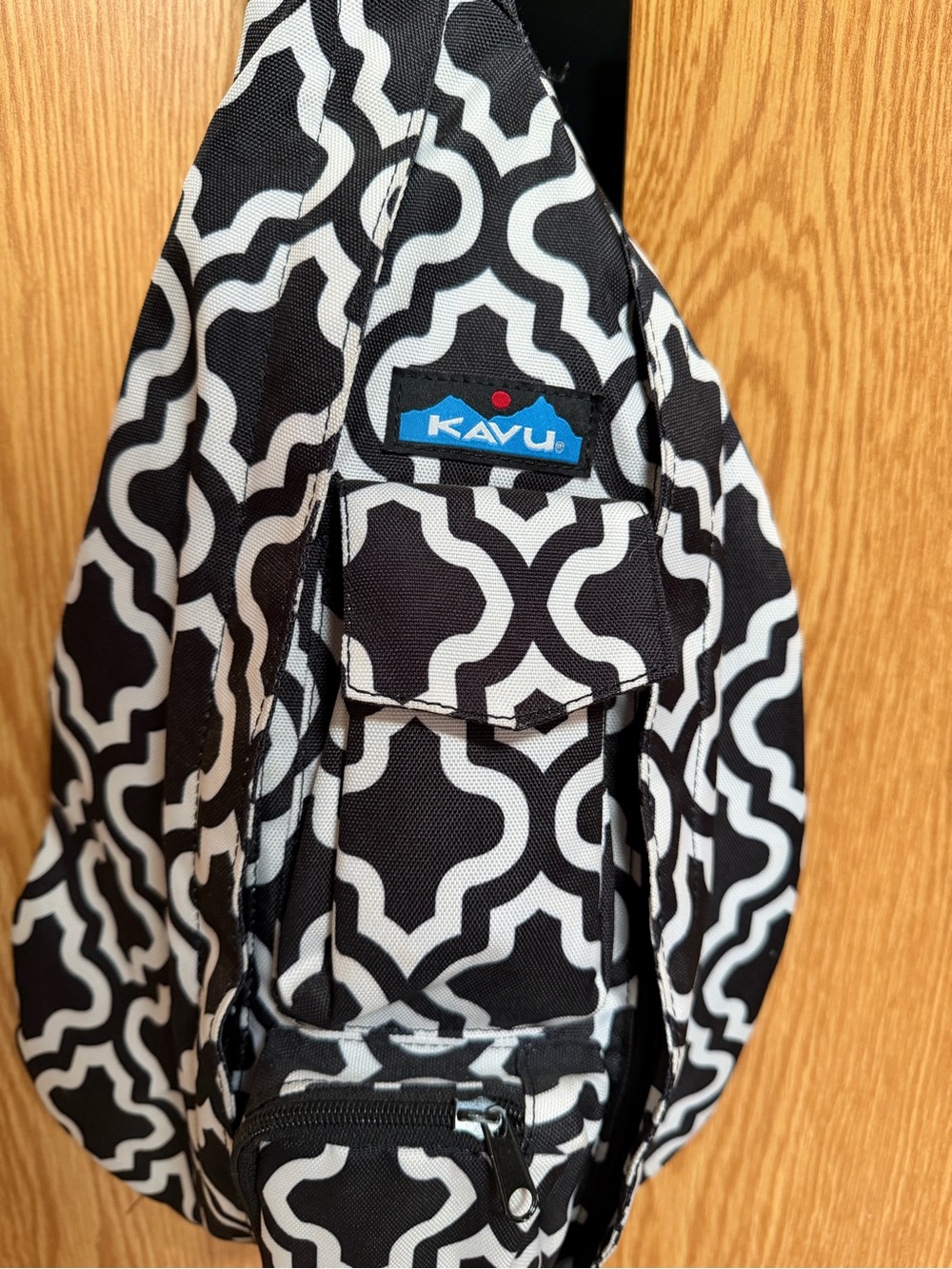 Kavu Black & White Moroccan-Style Sling Backpack